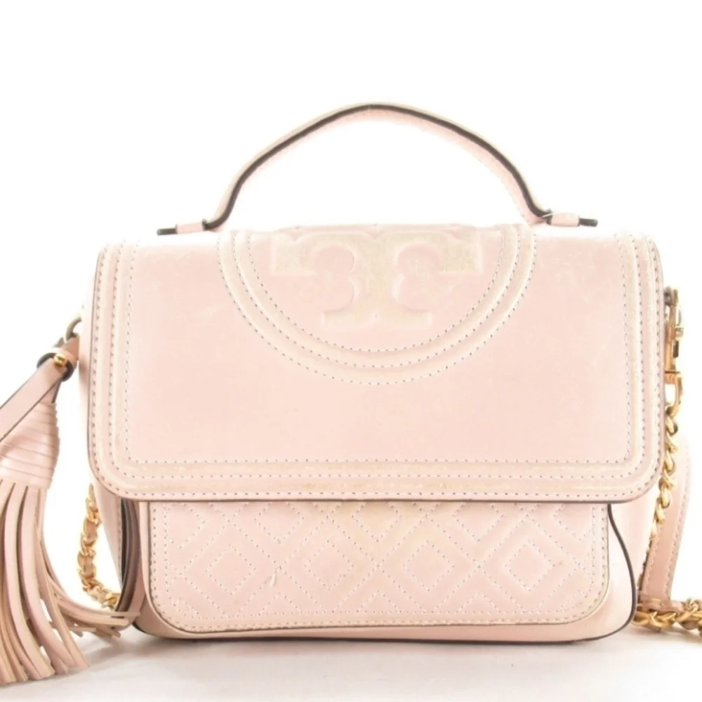 Authentic Tory Burch 2way Shoulder Bag Fleming Pink Handbag - Picture 1 of 8